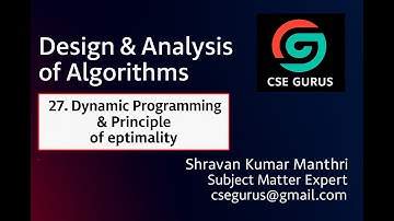 27. Dynamic Programming and Principle of optimality