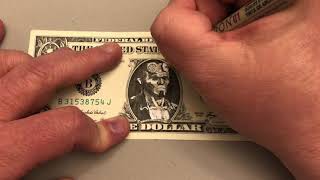 Let's Draw Hellboy on a One Dollar Bill - 0162 - Speed / Time Lapse Drawing
