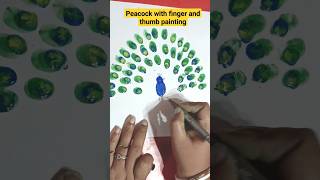 Peacock with thumb and finger painting #seenuprt #ytshorts #fln #drawingforkids #artintegrated