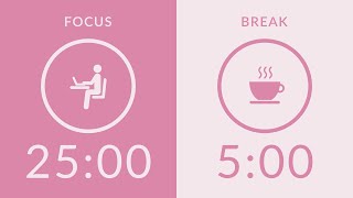 25/5 Pomodoro Timer with Pink Noise 🎧 1-Hour Study with Me for Deep Focus & ADHD ✨ screenshot 4