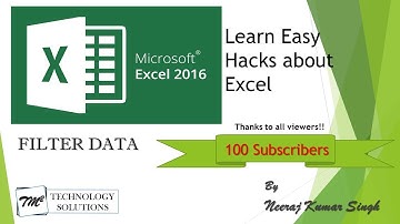 How to use FILTER in MS Excel 2016/2013/2010 tutorial by Neeraj Kumar Singh