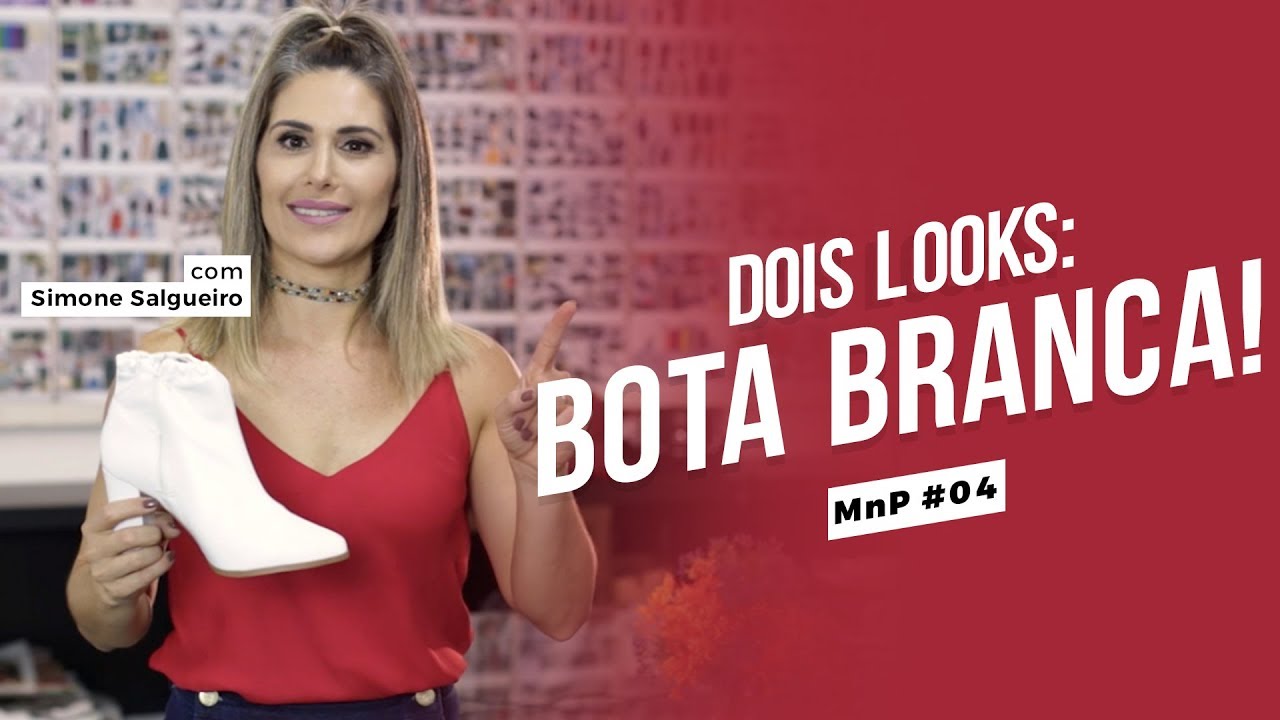 look bota branca cano curto