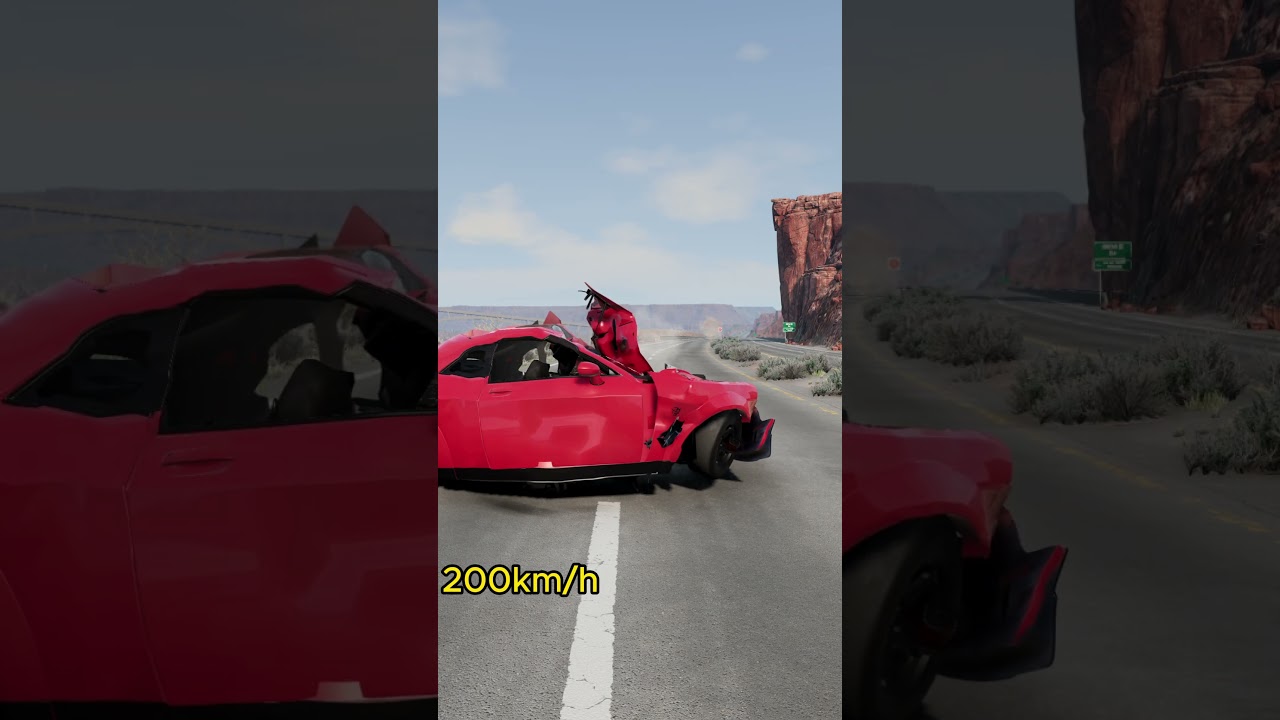 Dodge Challenger vs Bollard at High Speed - Extreme Crash Test in BeamNG.drive!