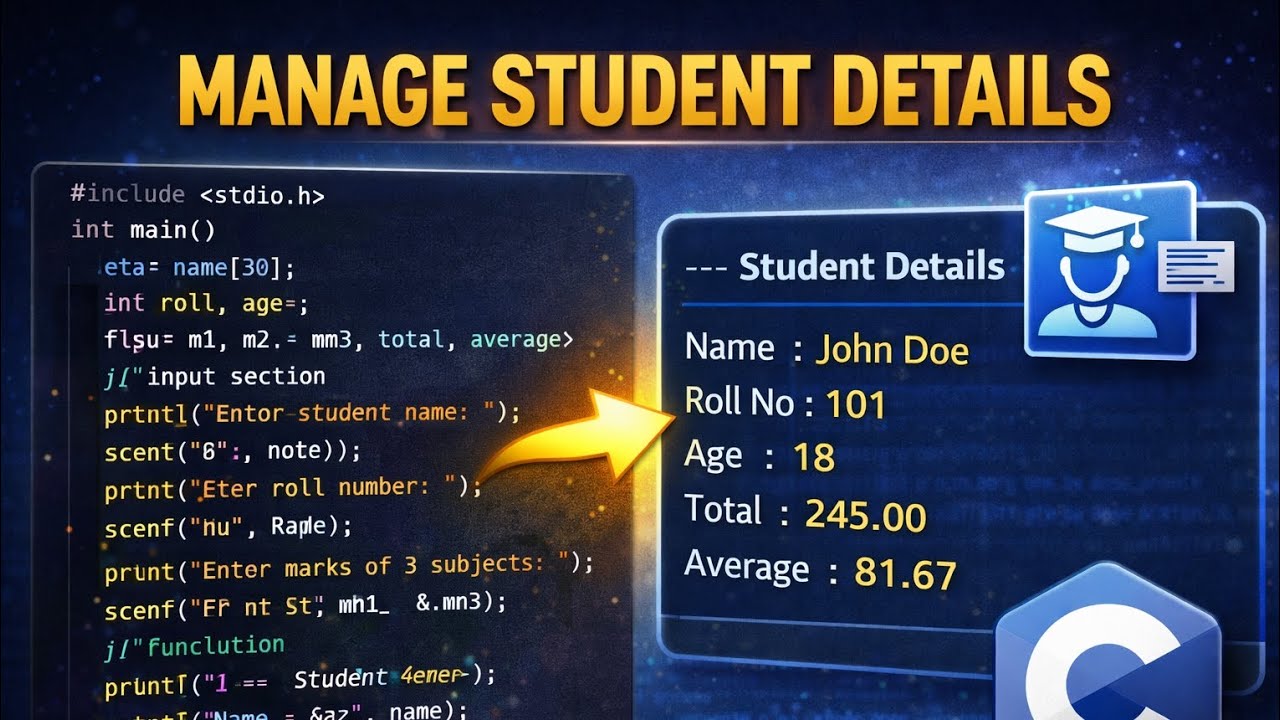 Student information system (using printf and scanf) in telugu |c programming day4
