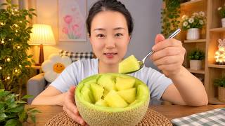 Sweet Green Melon Cubes Served Fresh in a Melon Bowl screenshot 3