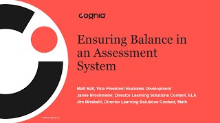 Ensuring Balance in an Assessment System