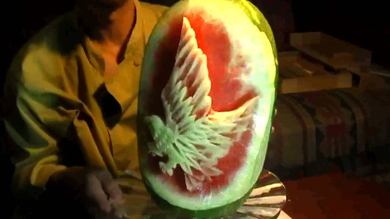 Fruit carving of an Eagle on a Watermelon YouTube