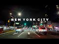 Keliling New York City naik mobil malam hari 4K | Drive on Queens Boulevard, Queens
