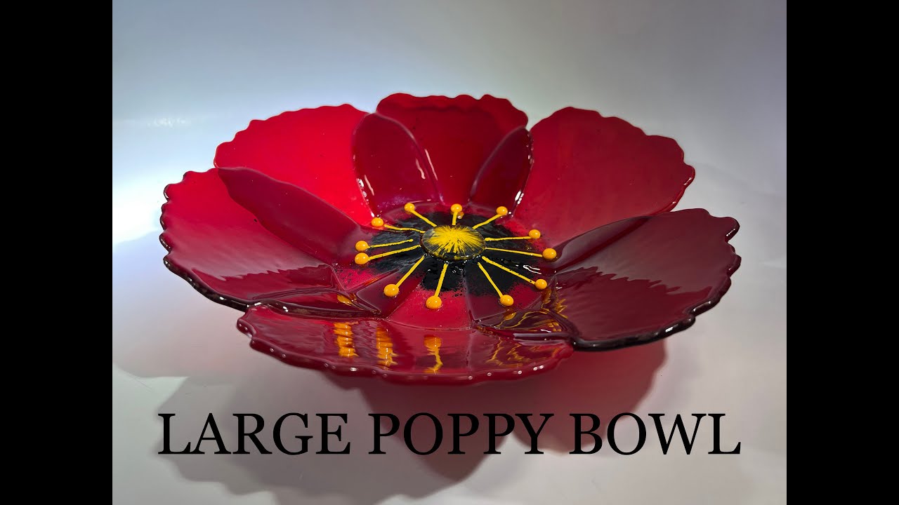 Large Fused Glass Poppy Bowl with Pam Jacobson