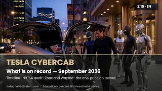 Tesla Cybercab on record: timeline, NHTSA audit, Zoox vs Waymo — and our AI team takes a ride