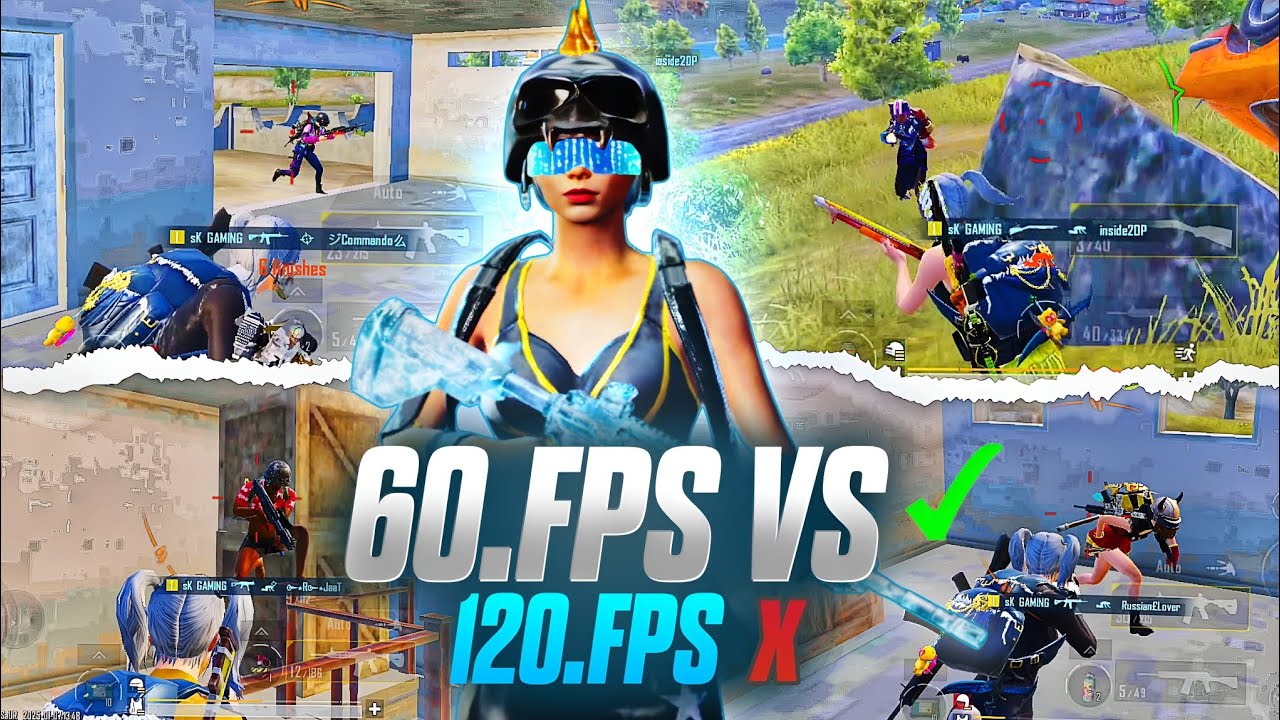 60 FPS vs 120 FPS In BGMI CONQUEROR Lobby 60FPS 4 finger full Gyroscope ...
