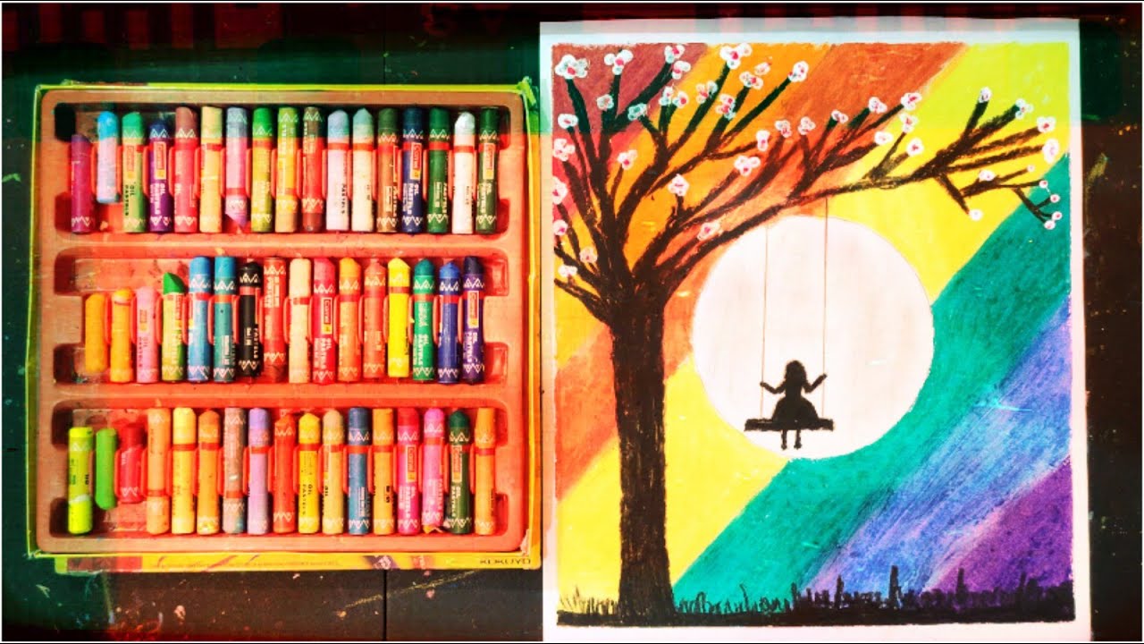 Rainbow Oil Paste Color Drawing | How To Draw Swinging ... Rainbow Oil Paste Color Drawing | How To Draw Swinging ...