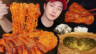 SUB)Spicy Back Rib Mukbang asmr (ft. Ramen Noodles) This is truly the most thing delicious ever..😲