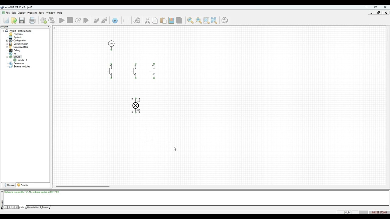 Design Parallel electrical Circuit in Auto SIM 200
