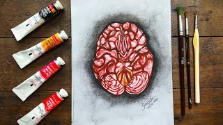 How to draw realistic Human Brain 🧠 | Watercolor painting | Tutorial