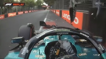 Lance Stroll Q1 Crash Baku 2022