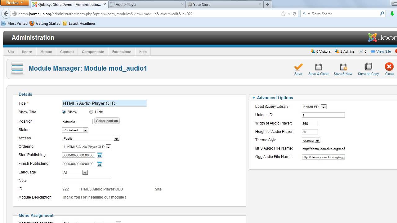 Audio Player Opencart Module - YouTube