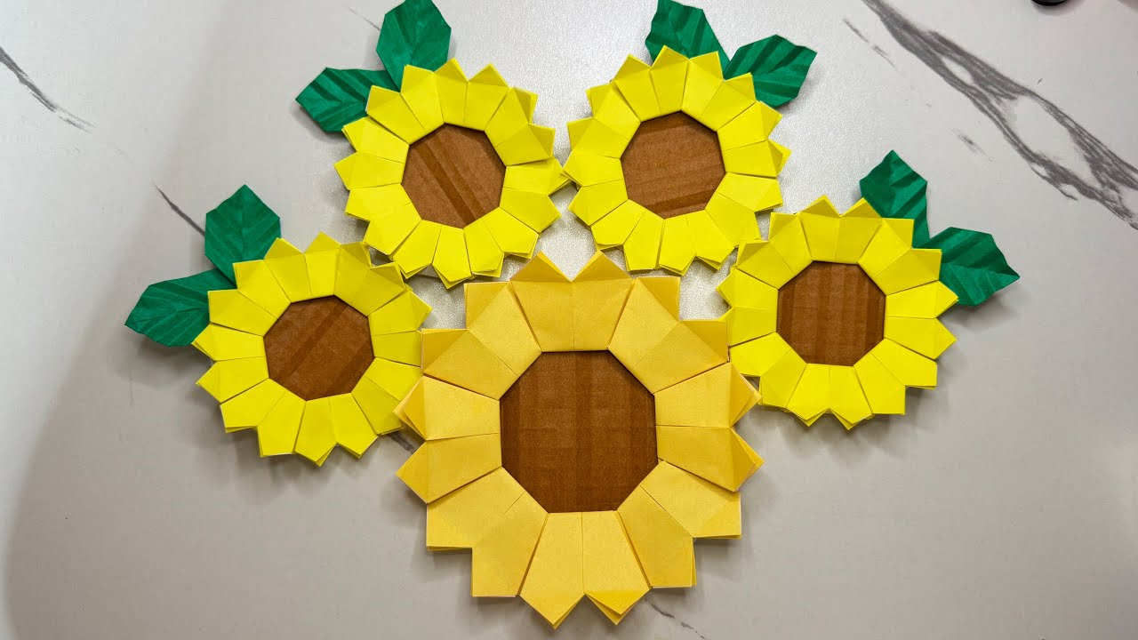 Gấp hoa hướng dương cực đơn giản - ひまわりの折り方
