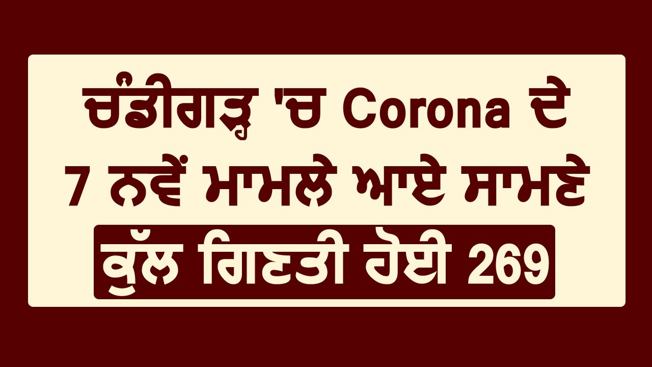 Chandigarh के Bapu Dham Colony में Corona के 7 नए मामले आए सामने ,शहर में कुल गिनती हुई 269