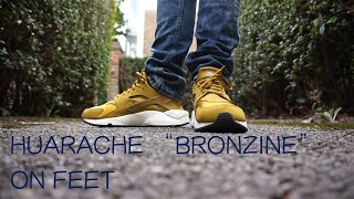 declaración Especialidad Perfecto Nike Air Huarache Bronzine Bronze Sail Gold On Feet - YouTube