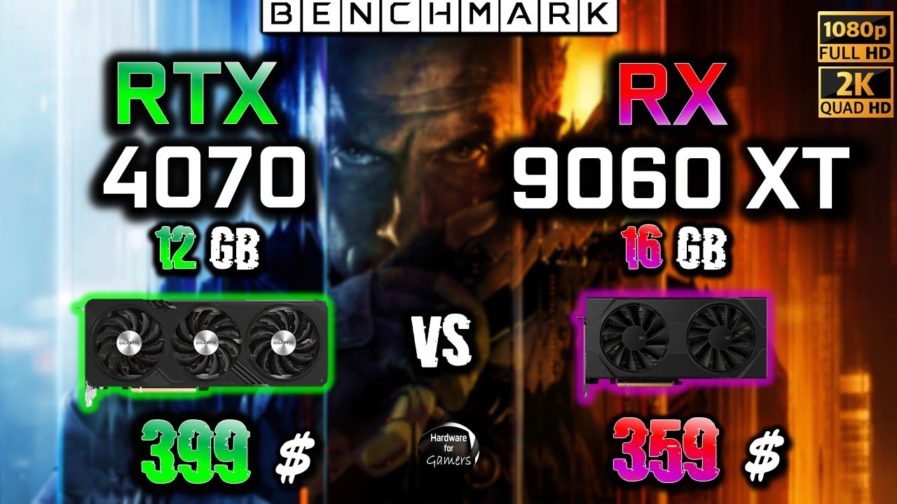 RTX 4070 12GB vs RX 9060 XT 16GB / Test / 1080p - 1440p / in 8