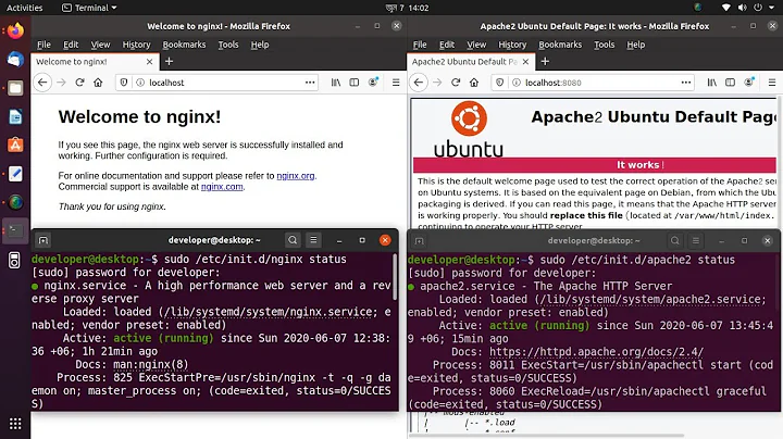 Configure nginx and apache2 server on Ubuntu 20.04 LTS