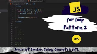 #5 (Javascript Seekhien) JavaScript For Loops: Creating a Right angle Star Pattern.