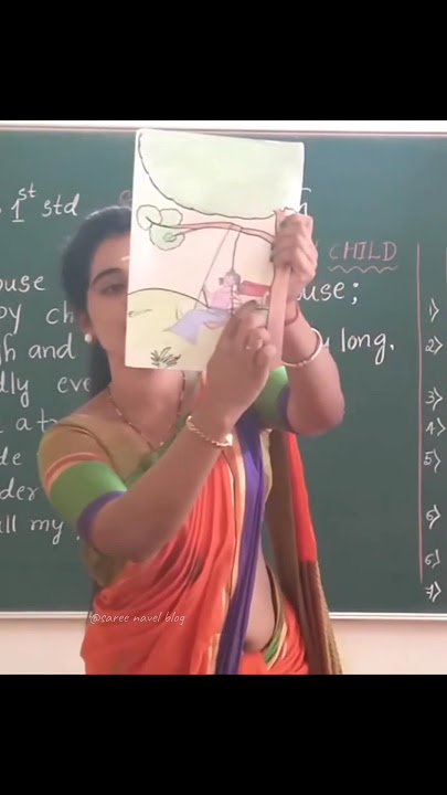 school teacher flaunting her deep navel in saree| rare saree slip in classroom