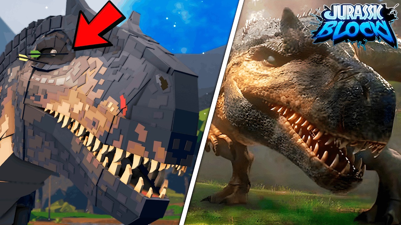 REFERÊNCIAS DE JURASSIC PARK E WORLD NOS DINOSSAUROS DE JURASSIC BLOCKY!! | ROBLOX