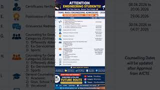 Attention Engineering  Students Important Schedule from TNEA Engineering Counselling 2026