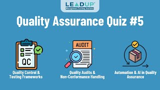 Quality Assurance Beginners quiz #5 | Quality control, Audits, and AI in QA | LEADUP