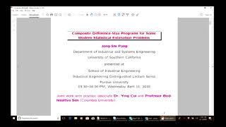 Distinguished Lecture - Jong-shi Pang