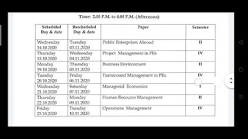 MBA II , IV SEMESTER & I SEMESTER (Regular & Backlog) Revised Timetable 2020 | Osmania University