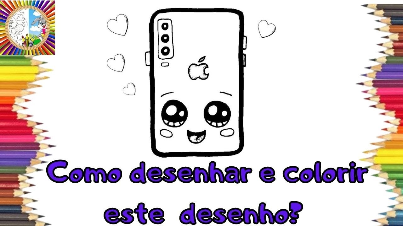 Como desenhar e colorir o desenho Kawaii celular Iphone fofinho ...