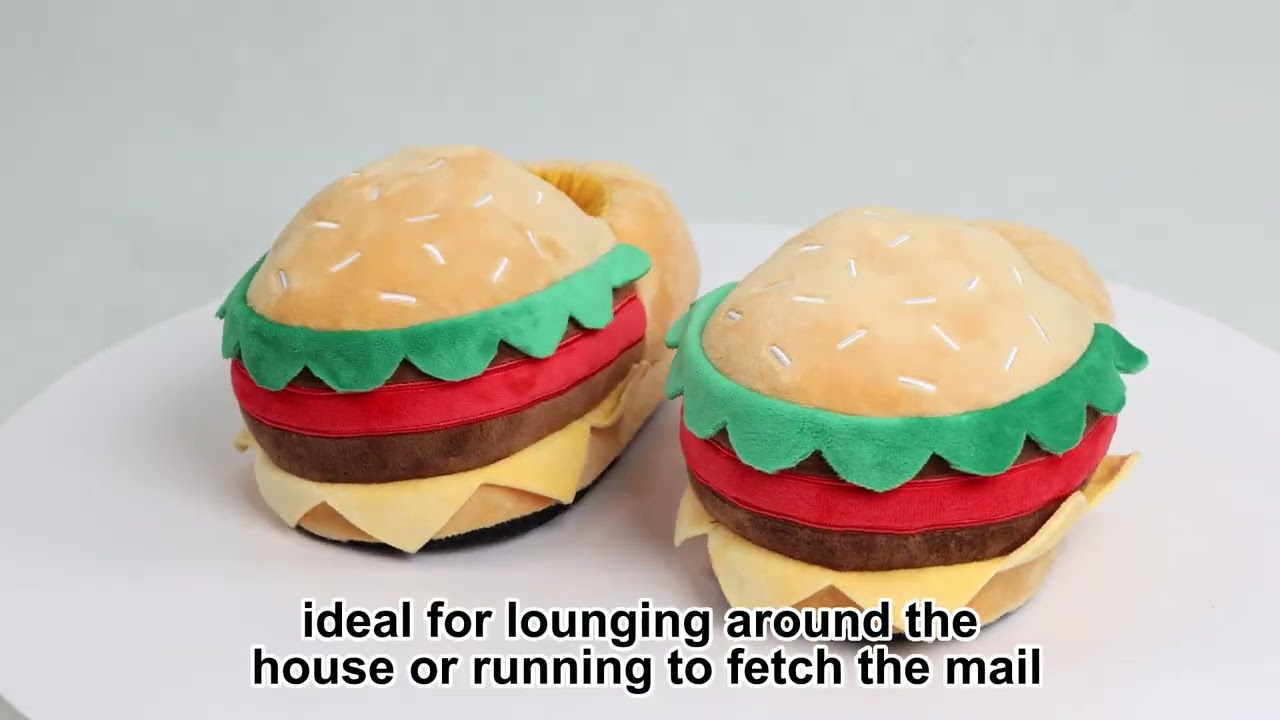 Stuffed Food Hamburger Plush Slippers With Ketchup Lettuce Home House Shoes For Women Indoors Winter