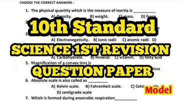 10th std Science 1st revision Question Paper || 10th Science Model Question Paper