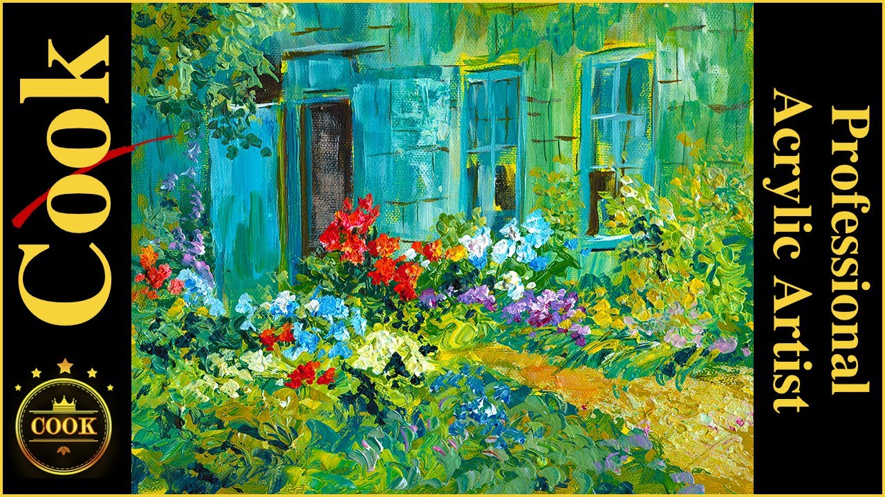 How to Paint an Old House and Garden with a Palette Knife Acrylics