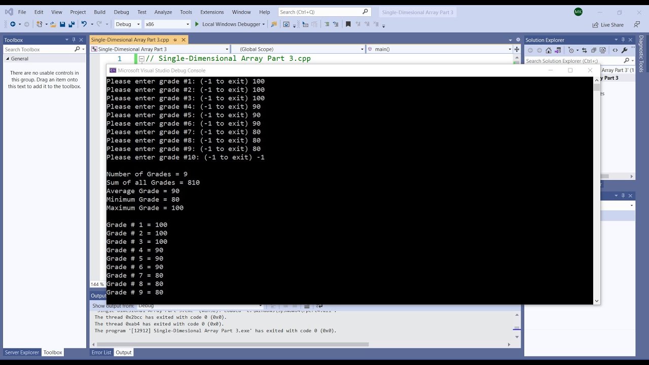 C++ Single Dimensional Array Part 3 - YouTube