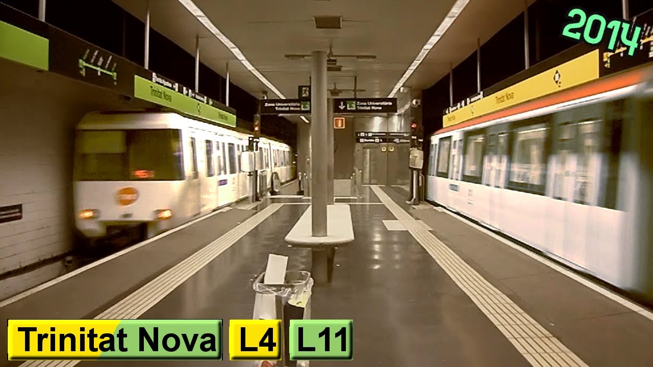 Barcelona metro : Trinitat Nova | Line 4 - Line 11 (TMB 2100 - 500 - 9000)  [2014] - YouTube