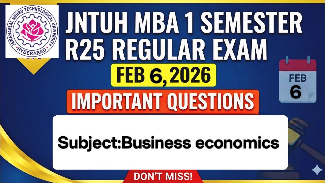 👉JNTUH MBA R25 Important Questions | Business Economics | Semester 1 | Regular Exams👍🏼👍🏼