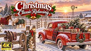 Country Christmas Carols 🎄 Gentle Acoustic Guitar & Crackling Fire for Relaxing Winter Nights