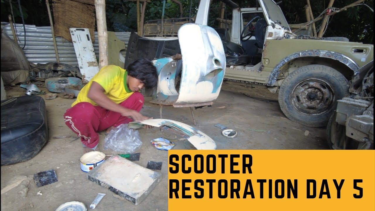 SCOOTER RESTORATION DAY 5 REPAINTING PROCESS YouTube