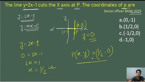 The line y=2x-1 cuts the x axis at P. The coordinates of p are what? SO Bank