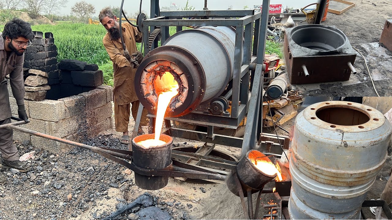 Rebuilding Truck Wheels Brake Drum from Old Diesel Engine Block