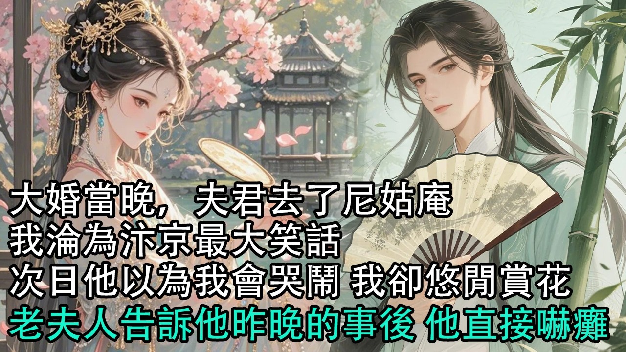 【一口氣看完】大婚當晚，夫君去了尼姑庵，我淪為汴京最大笑話，次日他以為我會哭鬧 我卻悠閒賞花，老夫人告訴他昨晚的事後 他直接嚇癱#古言 #有聲小說 #情感故事