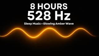 528 Hz Sleep Music, Dark Screen with Glowing Amber Wave, 8 Hours