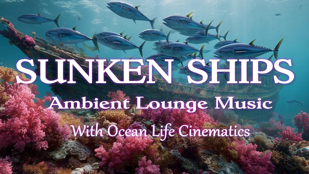 SUNKEN SHIPS  Ambient Lounge Music with Relaxing Sea Life | Deep Ocean Exploration (2 Hours)