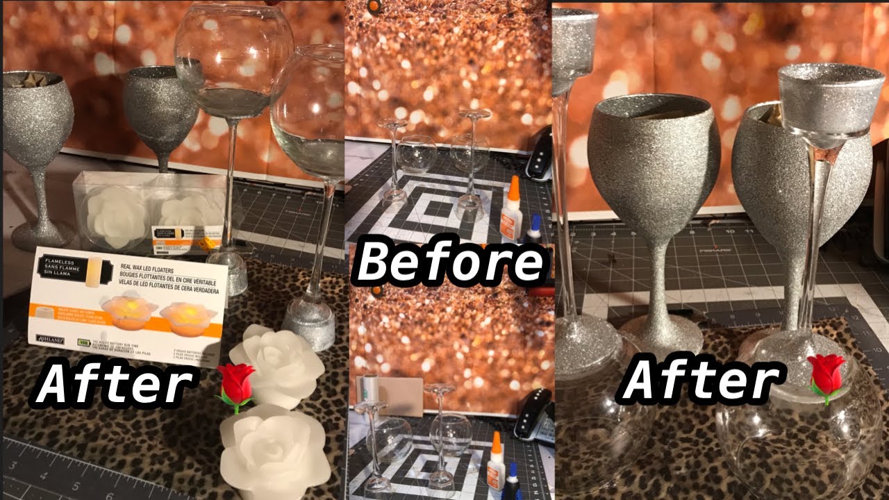How I transformed two dollar tree glasses into centerpieces! // DIY