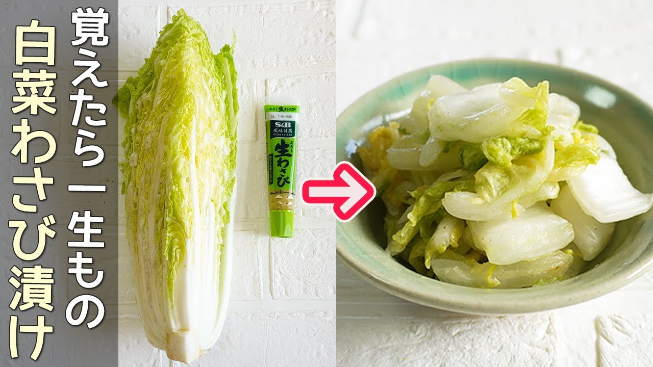 チューブで簡単「白菜のワサビ漬け」わさびの爽やかな辛みが美味しい！白菜漬け・作り置き・ご飯のお供・ワサビ漬け