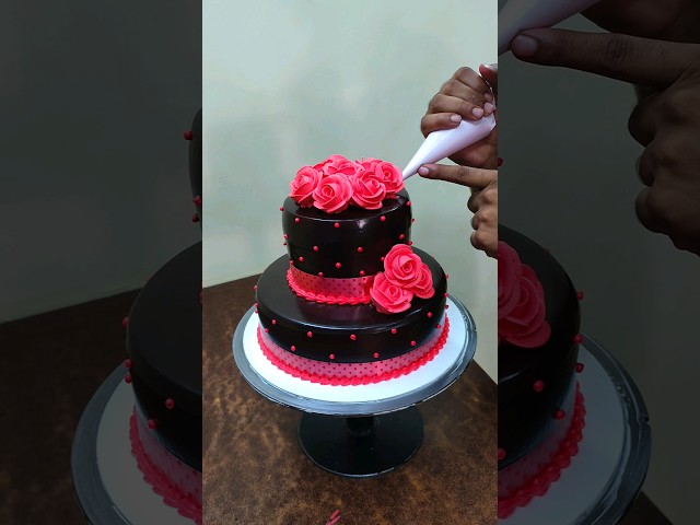 Red Black Super Combination Chocolate cake design #shorts #chocolatecake class=